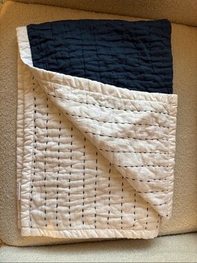 Reversible Serena and Lily Navy and White Baby Quilt.